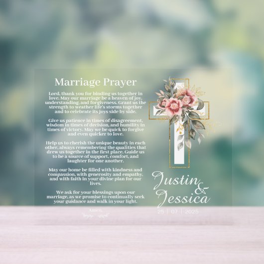 Heiratsgebet Christliche Hochzeit Kreuz & Bläserei Acrylschild (Neutral)