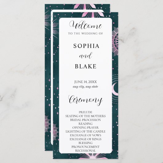 Heiratsprogramm für Schwarz und Rosa (Vorne/Hinten)