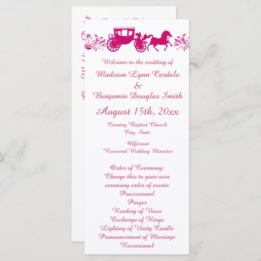 Heiratsprogramme für heiße Rosa Pferde und Beförde Programm (Vorne/Hinten)