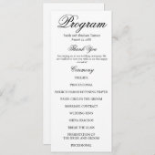 Heiratsprogramme für Schwarze und Weiße Menükarte (Vorne/Hinten)