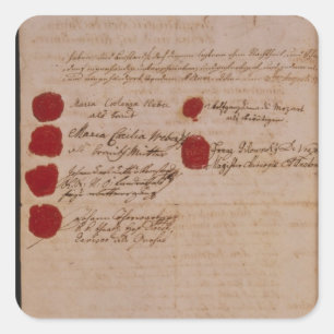 Heiratsurkunde von Wolfgang, Mozart und Weber Quadratischer Aufkleber