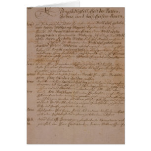 Heiratsurkunde von Wolfgang, von Mozart und von