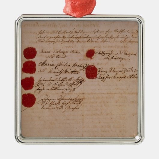 Heiratsurkunde von Wolfgang, von Mozart und von Silbernes Ornament (Vorne)