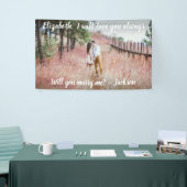Heiratsvorschlag heiraten Foto und Weiße Schrift Banner (Messeveranstaltung)