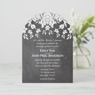 Heirloom Chalkboard and Lace Elegante Wedding Einladung