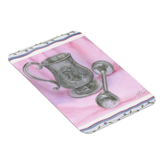 Heirloom Cup & Rattle auf Lila Hintergrund Magnet (Rechte Seite)