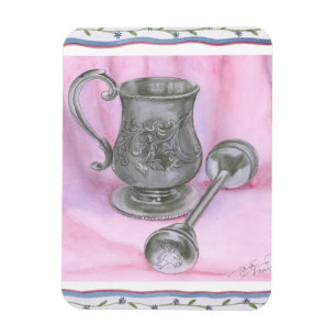 Heirloom Cup & Rattle auf Lila Hintergrund Magnet
