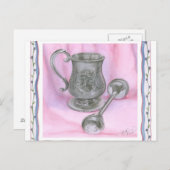 Heirloom Cup & Rattle auf Lila Hintergrund Postkarte (Vorne/Hinten)