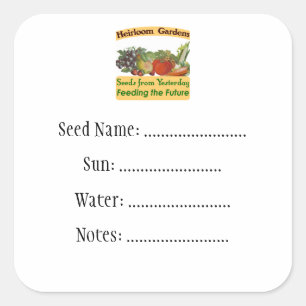 Heirloom Gardens Custom Seed Packet Labels Quadratischer Aufkleber