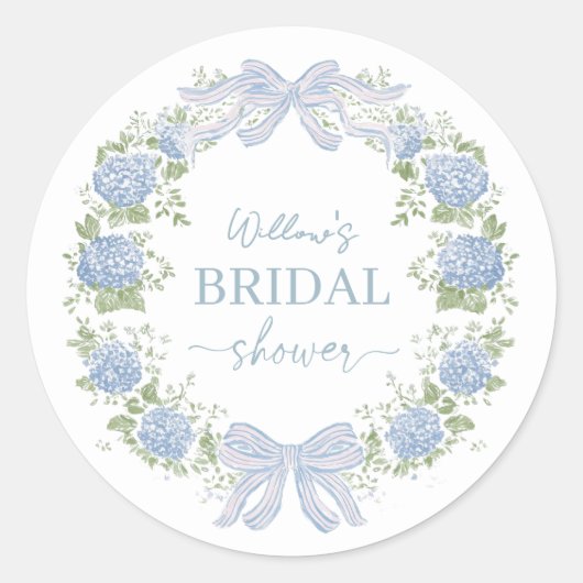 Heirloom Hydrangea Bridal Shower Stickers (Vorderseite)