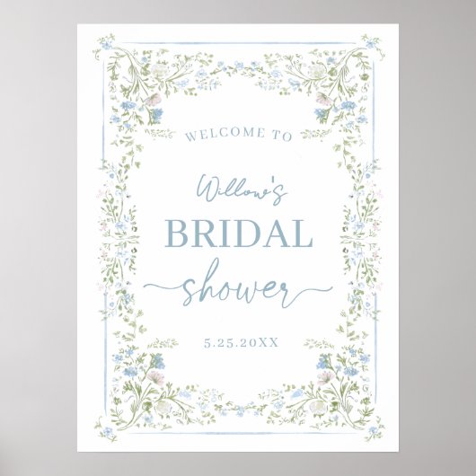 Heirloom Hydrangea Bridal Shower Welcome Poster (Vorne)