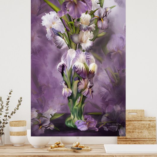 Heirloom Iris in Iris Vase Art Poster/Print Poster (Küche)