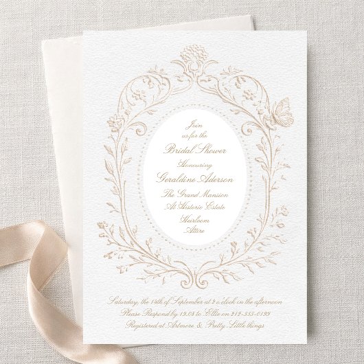 Heirloom Rococo Botanical Frame Bridal Shower Einladung