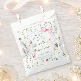 Heirloom Rose Bow and Stork Baby Shower  Geschenktütchen