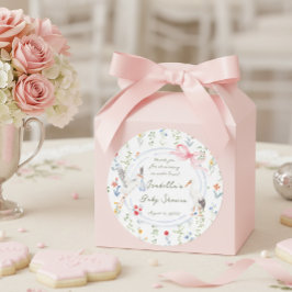 Heirloom Rose Bow and Stork Baby Shower Thank You Runder Aufkleber