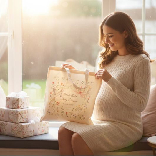 Heirloom Rose Bow and Stork Baby Shower  Tragetasche