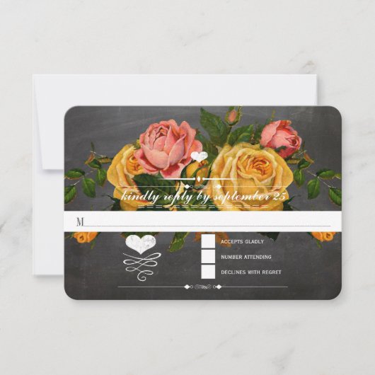 Heirloom-Rose-Halbpension Typografie-UAWG RSVP Karte (Vorderseite)