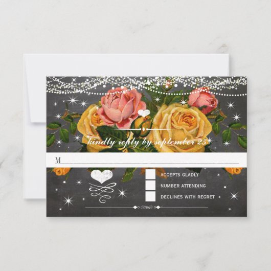 Heirloom-Rose-Halbpension Typografie-UAWG RSVP Karte (Vorderseite)
