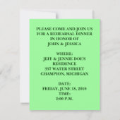 HEIRLOOM ROSE ~ HÜBSCHE PROBE DINNER INVIERT! EINLADUNG (Rückseite)