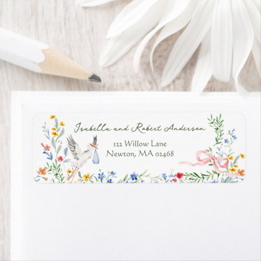 Heirloom Rose Ribbon and Stork Baby Shower (Insitu)