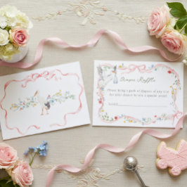 Heirloom Rose Ribbon and Stork Diaper Raffle  Begleitkarte