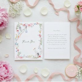 Heirloom Rose Ribbon and Stork Hostess Dankeskarte
