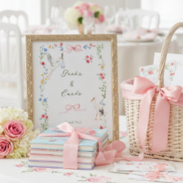 Heirloom Rose & Ribbon Stork Books and Cards Poster