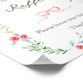 Heirloom Rose & Ribbon Stork Diaper Raffle Poster (Ecke)