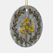 Heirloom sizilianischer Trinacria silberner Keramikornament (Rechts)