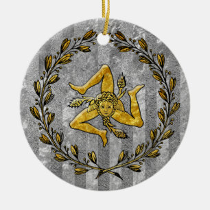 Heirloom sizilianischer Trinacria silberner Keramikornament