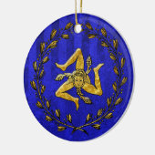 Heirloom sizilianisches Trinacria Goldblauer Keramik Ornament (Links)