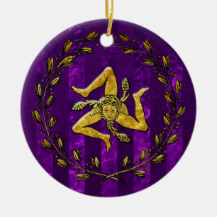 Heirloom sizilianisches Trinacria Goldlila Keramikornament