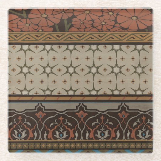 Heirloom Textil mit dekorativen Mustern Glasuntersetzer (Vorderseite)