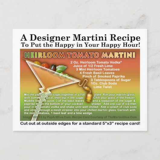 Heirloom Tomato Martini Rezept Postkarte (Vorderseite)