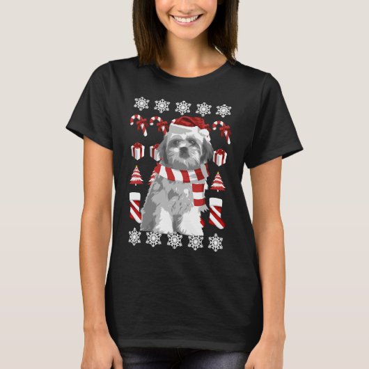 Heiry Christmas Shih Tzu T-Shirt (Vorderseite)