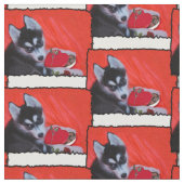 Heiseres Gewebe der Hund des Valentinsgrußes Stoff (Nahaufnahme)