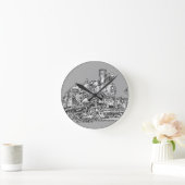 Heisler Dampf-Motor 1899 Runde Wanduhr (Zuhause)