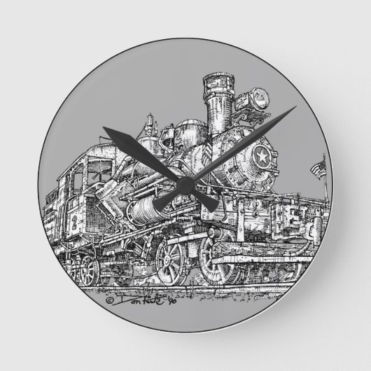 Heisler Dampf-Motor 1899 Runde Wanduhr (Vorderseite)