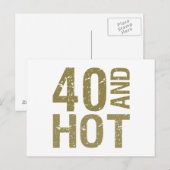 Heiß 40. Geburtstag Postkarte (Vorne/Hinten)