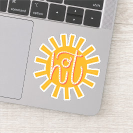 heiß. Die sonnige niedliche Gelbsonne / Sommersonn Aufkleber