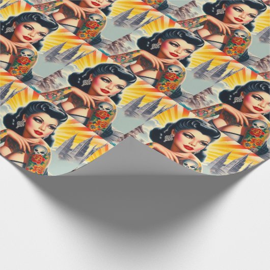 Heiß gekleidete Frau Geschenkpapier (Ecke)