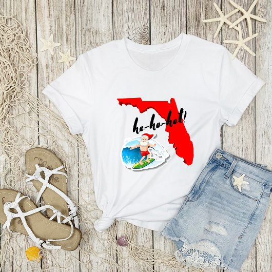 heiß! Merry Florida Christmas Surfing Santa T-Shirt