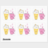 Heiß- oder Kaltkaffee für Valentine Quadratischer Aufkleber (Blatt)