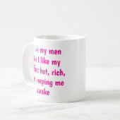 Heiß, reich und weitläufig Erwachen Sassy Keramik Kaffeetasse (Vorderseite Links)