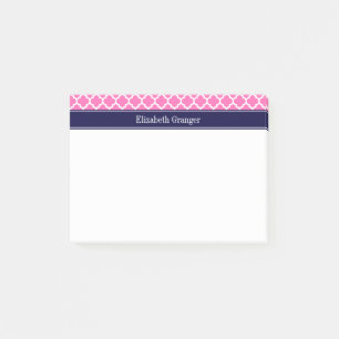 Heiß Rosa2 Wht Marokkanisch #5 Navy Blau Name Mono Post-it Klebezettel
