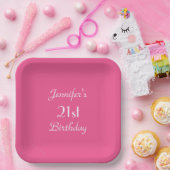 Heiß rosa, 21. Geburtstag Party, Name, Platz Pappteller (Party)
