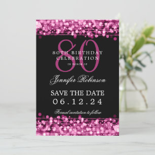 Heiß rosa 80. Geburtstag Save the Date Einladung