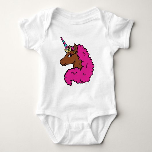 Heiß rosa Afro Einhorn Baby Strampler (Vorderseite)