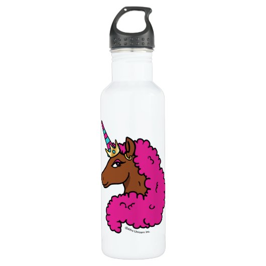 Heiß rosa Afro Einhorn Edelstahlflasche (Vorderseite)