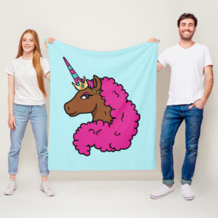 Heiß rosa Afro Einhorn Fleecedecke